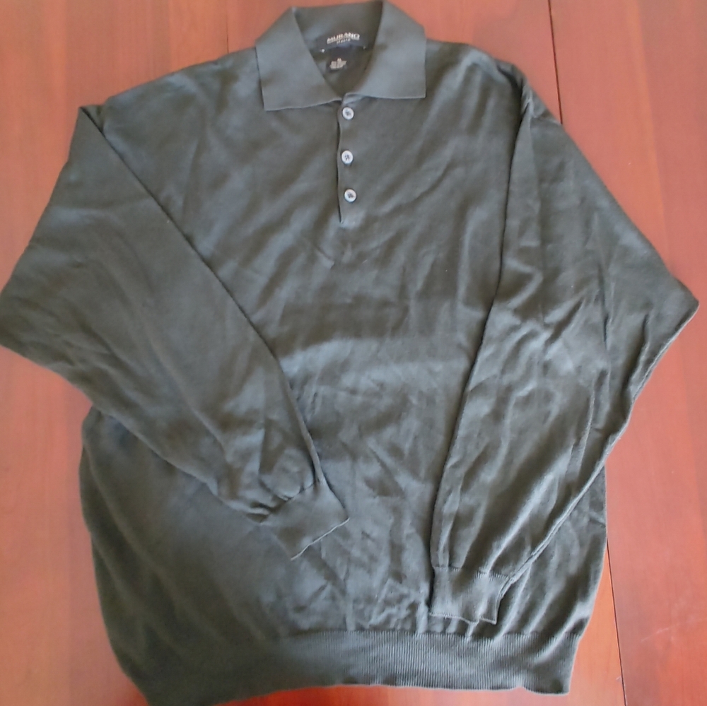 Men's Charcoal Polo Style Sweater Italy XL US (282)